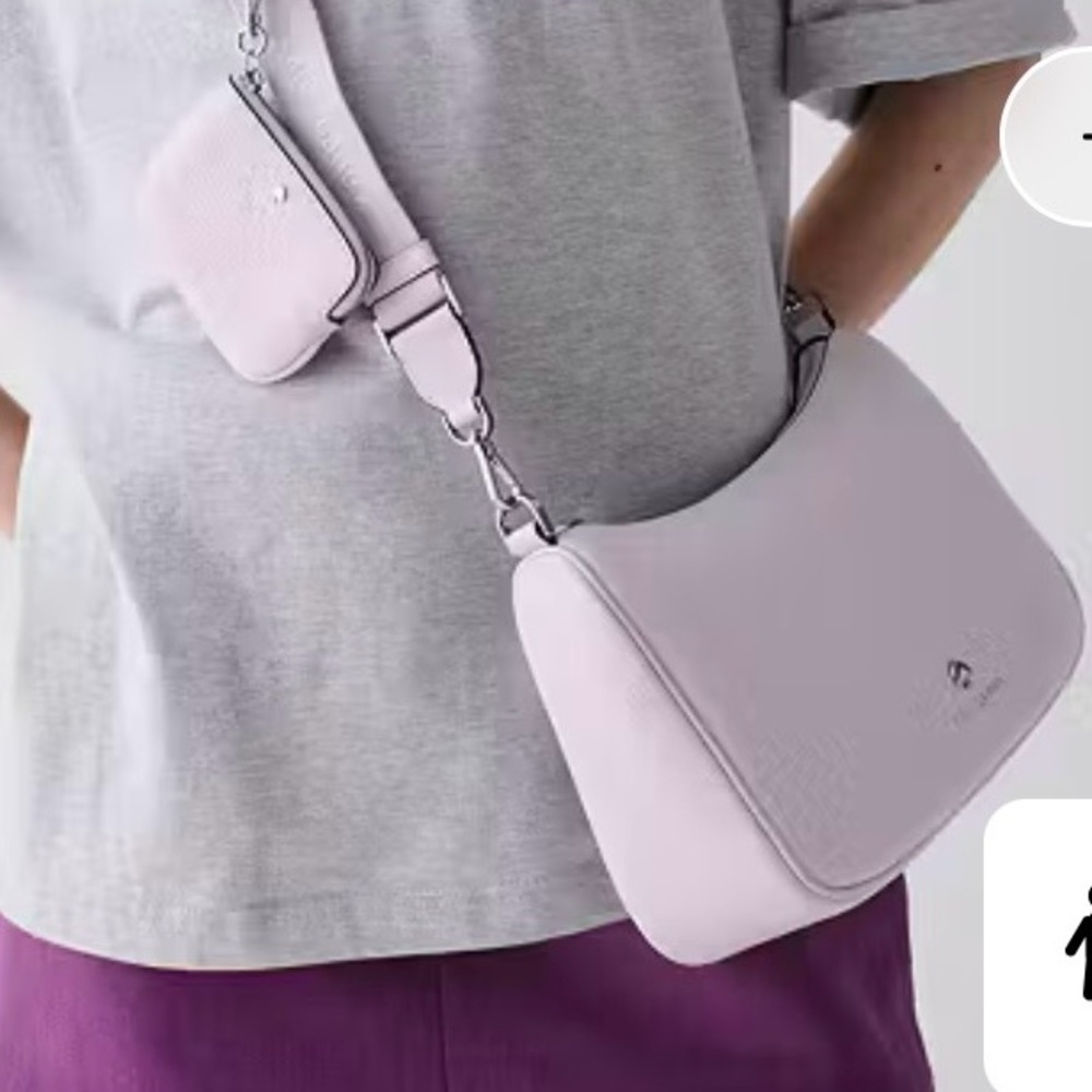 ♠️KATE SPADE Emma Shoulder/crossbody Blue & White Bag w/ pouch frozen lilac - Picture 5 of 16